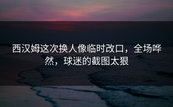 西汉姆这次换人像临时改口，全场哗然，球迷的截图太狠