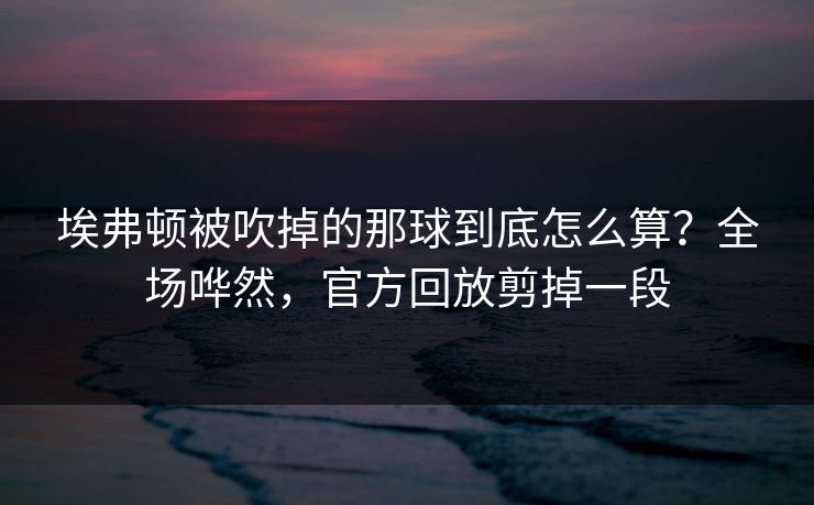 埃弗顿被吹掉的那球到底怎么算？全场哗然，官方回放剪掉一段