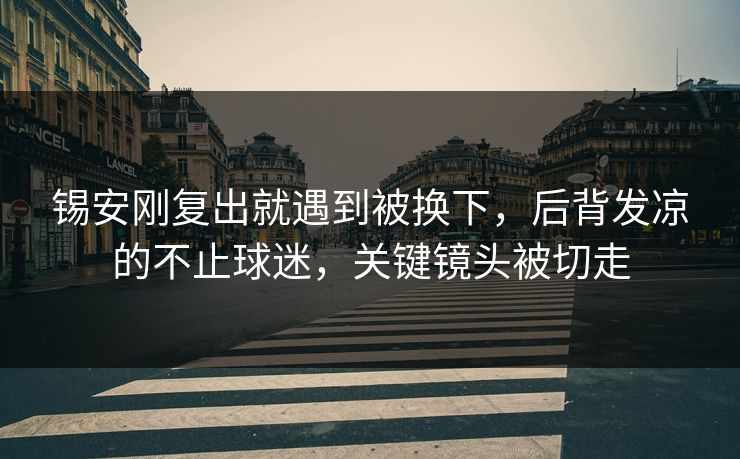 锡安刚复出就遇到被换下,后背发凉的不止球迷,关键镜头被切走 锡安刚复出就遇到被换下,后背发凉的不止球迷,关键镜头被切走