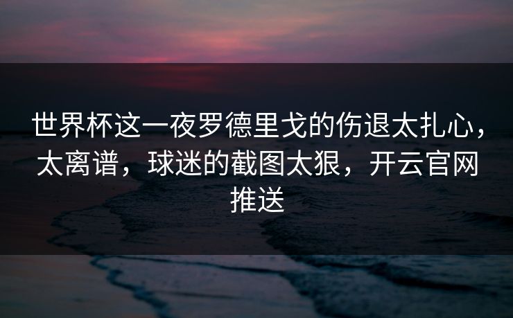 世界杯这一夜罗德里戈的伤退太扎心,太离谱,球迷的截图太狠,开云官网推送 世界杯这一夜罗德里戈的伤退太扎心,太离谱,球迷的截图太狠,开云官网推送