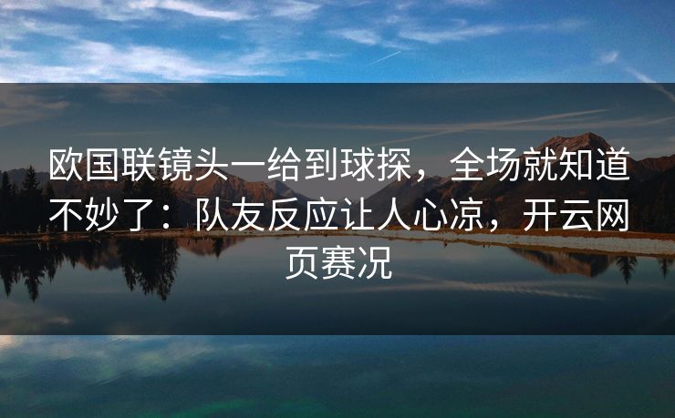 欧国联镜头一给到球探,全场就知道不妙了:队友反应让人心凉,开云网页赛况