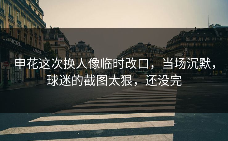 申花这次换人像临时改口，当场沉默，球迷的截图太狠，还没完